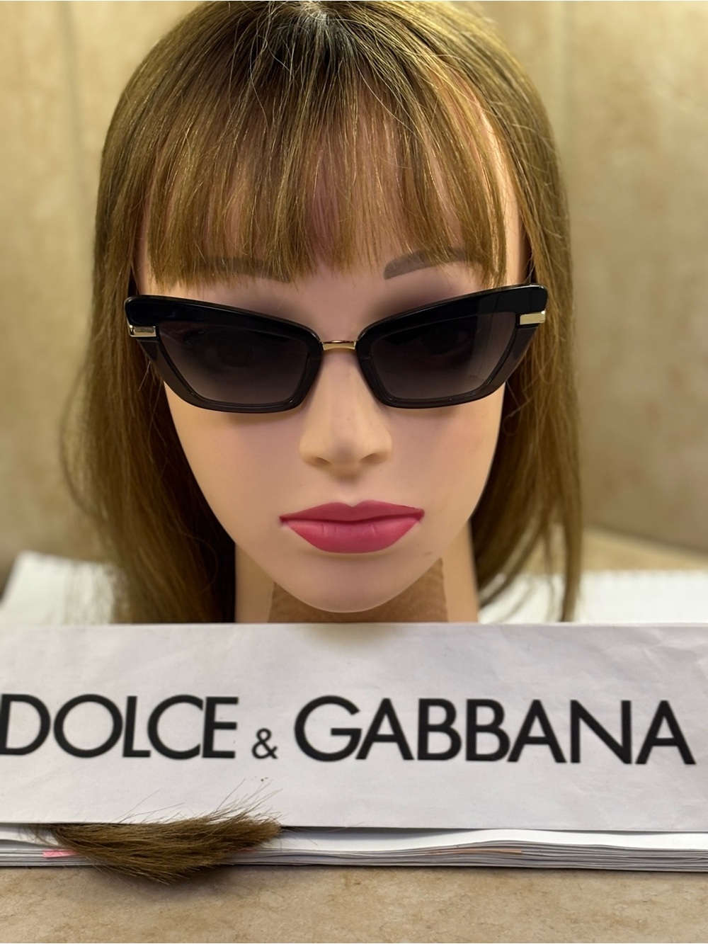 New Dolce&Gabbana Black/Gold Cat Eye Sunglasses DG4378 3246/8G